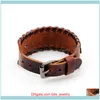 Charme BijouxBracelets de charme en Europe Amérique Bijoux pour hommes tissés à la main Punk 35 mm de large noir marron véritable enveloppe en cuir livraison directe 2021 8T