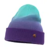 Gradient Color Small logo Knitted Caps 2021 Autumn/winter Dome Warm Wool Hat Cover