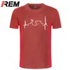 Rem Bomull T-shirt Rolig Heartbeat T-shirts Män Harajuku Hip Hop Tees Topps Streetwear Fitness 210707