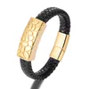 Bracciale in pelle genuina Bracciale in oro Colore oro Croce a mano Punk Gioielli Braccialetti di chiusura magnetica Luxury Braggini intero GIF76529325386236 intero GIF76529325386236