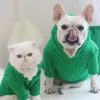 Elegante asciugamano verde Jacquard Cappotti per animali domestici Cappotti per cani Abbigliamento morbido di spessore cani gatto con cappuccio autunno inverno cucciolo subito