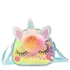 Met Pom Ball Cartoon Unicorn Crossbody Portemonnee Kinderen Meisjes Holografische Laser Messanger Schoudertas Zipper Portemonnee Telefoon Pouch Coin Case Reisverandering Portemonnees G60Rfra