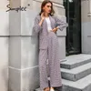 Elegant Plaid Two-Piece Blazer Suit Casual Streetwear S Kvinna Set Chic Office Ladies Coat 210930