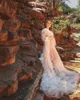 Sexig See Thru White Tulle Långrockar Maternity Klänningar Ruffles Tiered Full Sleeves Robe Kvinnor Klänning Bridal Casual