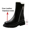 Snow Boots Women Genuine Leather Mid Calf Flat Platform Shoes Zip Round Toe Female Winter Black Big Size 41 210517