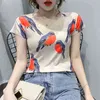 Summer Fashion Women's O Neck Short Sleeves Birds Print T-Shirt Tee Female Pullover Casual Tops Tees 210428