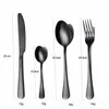 Black Cutlery Set 24 Piece Dinnerware Stainless Steel Kitchen Tableware Dishwasher Safe Fork Spoon Knife Portable Dinner 210928