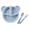Bambino Bowl + cucchiaio + forcella alimentazione cibo da tavola tavola BPA cartoon orso cartoon orso per bambini piatti bambino mangiare stoviglie set piastra di allenamento anti-caldo G1210