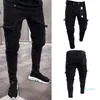 2021 Mode Black Jean Mannen Denim Skinny Biker Jeans Vernietigd Gerafelde Slanke Fit Pocket Cargo Potlood Broek Plus Size S-3XL