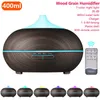 400ML Electric Air Humidifier Essential Aroma Oil Diffuser Wood Grain Remote Control Ultrasonic Xiomi LED Light 210724