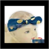 Accessoires Bébé, Enfants Maternité Drop Delivery 2021 Xmas Bohemian Cotton Gold Dots Girl Baby Bow Bandeau Turban Twist Head Wrap Twisted Kn