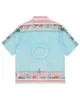 新しいカサブランカの高さのテクスチャシルク怠惰な幼児スタイルのプール休日の半袖シャツ