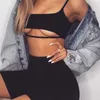 Boofeenaa Sexy Short Two Piece Set Crop Tops And Biker Shorts Grey Black Bodycon Matching Sets Summer Clothes For Women C83-i71 Q190506