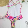 Skriv ut baddräkt kvinnor sexig badkläder Baklösa bodysuit push up monokini brasilianska baddräkt sommar beachwear 210521