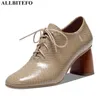 ALLBITEFO SIZE 34-42 square toe cross tied natural genuine leather women high heel shoes fashion women heels shoes high heels 210611
