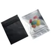 100 pz/lotto 7.5X10 cm Nero Opaco/Trasparente Cerniera Anteriore Sacchetti Richiudibile Zip Blocco Foglio di Alluminio Sacchetto di Plastica Cibo Imballaggio di generi alimentari Mylar Foil Bag