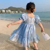 2021 nuovo arrivo estivo ragazze principessa abito bambini design coreano abiti vestiti per ragazze Q0716