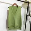 Höst och vinter Koreansk Loose Wild Sweater Fashion V-Neck Knitted Vest Kvinnors Ärmlös 11864 210508