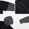 Deeptown Striped Sweatshirt för kvinnor Svart gotisk stil Hoodie Patchwork Grunge Långärmad Plaid Pullovers Korean Fashion 211108