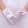 Cinque dita Guanti Lolita Anime Principessa rosa Ragazze per bambini Carino Raso Bowknot Polsini con perle Festa in scena Costume cosplay Po Sparare Puntelli