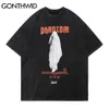 GONTHWID TSHIRTS HIP HOP DISEÑO MEDIO MEDIO ANIMIENTO GHOST STREEWWEE WILESS CAMISETAS HARAJUKU HIPST HIPSTER Casual algodón manga corta Tops 210707