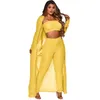 Large Size 2xl 3 Piece Set Women Winter Long Sleeve Three s s For Female Coat Pants Tops Women's Suits 3 210525