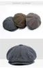Unisex Autumn Winter Newsboy Caps Män och kvinnor varma tweed åttonal hatt för manliga detektivhattar Retro Flat3848350
