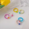 Nuevo conjunto de anillos redondos geométricos de corazón de oso acrílico de resina transparente de colores coreanos para mujer, joyería, regalos de viaje, anillo Vintage