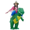 Gonfiabile Ride on Dinosaur Costume Chileren Kids Adult Suit Dress Cosplay Disfraz Halloween Blow Up Costumes Q0910