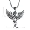 Punk Cupidon Plume Ailes Ange Pendentif Collier Pour Femmes Hommes Gothique Bijoux Avec Chaîne En Acier Inoxydable