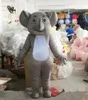 Grå Elephant Mascot Kostymer Halloween Fancy Party Dress Cartoon Character Carnival Xmas Påsk Reklam Födelsedagsfest Kostym Outfit