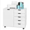 2022 Living Room Furniture Single Door Five Drawers MDF With PVC Wooden Filing Cabinet White