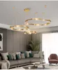 Lustre led moderne lampes suspendues pour salon chambre or anneaux ronds bref décor à la maison luminaires de cuisine projets lumières