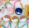 Mini Kids Bolsas Princesa Bag Dos Desenhos Animados Rainbow Donut Silicone Crossbody Bags Instagram Cash Wallet Crianças Bolsa