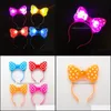 Autre événement Fournitures de fête Maison Jardin Led Flash Light Emitting Bow Épingle à cheveux Bandeaux Concert Bar Fête de Noël Décorations de danse Prop