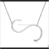 Pendant & Pendants Alphabet Letter Necklace Gold/Rose Gold/Sier Sideways Large Initial Necklaces For Women Fashion Jewelry