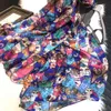 [BYSIFA] New Blue Pink 100% Silk Scarf Shawl Fashion Accessories Cute Cartoon Cat Pure Silk Scarf Fall Winter Long Scarves Q0828