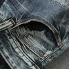 Ly夏のファッションビンテージデザイナー男性ジーンズレトロダークブルー破壊されたリッピングデニムショーツヒップホップコットンショート2idw