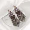 S2609 Bohemia Fashion Jewelry Beads Earrings Handmade Beaded Ethnic Wind Vintage Tassels Dangle Earrings