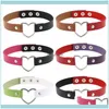 Chokers Necklaces & Pendants Jewelry Goth Pu Leather Cute Two-Tone Love Heart Pendant Collar Necklace Women Choker Punk Harajuku Style Hallo