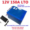 20,000 cycles 12v 150Ah Lithium titanate 12v LTO battery with BMS for ebike/auto car/inverter vehicle/go cart+10A Charger