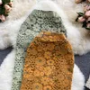 Women Yellow/Green Lace Embroidered Skirt Autumn Vintage High Waist Pencil Faldas Female Flower Sexy Skrits Saias New Fashion 2022