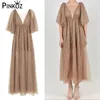 Vintage Cekinowy V-Neck Party A-Line Siatka Sukienka Short Butterfly Rękaw Wiosna Letnie Dinner Dresses Vestidos Chic Paris 210421