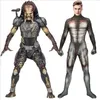 男性の捕食者のコスプレの衣装3DプリントスパンデックスZentai男性の基本的なスーツハロウィーンスーパーヒーローボディスーツ大人子供ジャンプスーツY0913
