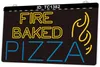 TC1382 Fire Baked Pizza Bar Pub Light Sign Dual Color 3D Engraving