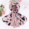 Leopard Hijab Scarf Fashion Crinkle Shawls Viscose Muslim Ripples Wraps Stretchy Headband Scarves 190*90cm