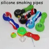 wholesale Colorful Silicon pipes Tobacco Set Wax Container Silicone handpipes storage glass bowl smoking pipe