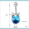 Bell Cute Stainless Steel Owl Navel Belly Button Rings Body Piercing Jewelry For Sexy Young Lady Girl Drop Delivery 2021 Bopl2
