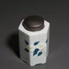 手描きの椿シーリングキャディセラミックジャールカン貯蔵容器中国茶addies箱オーガナイザーフードキャニスター