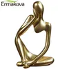 ERMAKOVA Penseur Statue Sculpture En Résine Abstraite Mini Art Décoratif Bureau Figurine Chiffres Bureau Étagère Décor À La Maison 210924